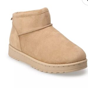 NIB SO Lupita Women's Cozy Mini Boots Tan Sz 9